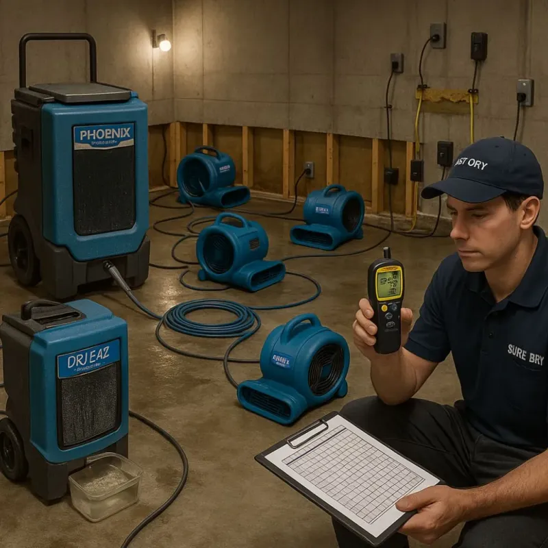 Structural Drying and Dehumidification process in Sunset Beach, NC